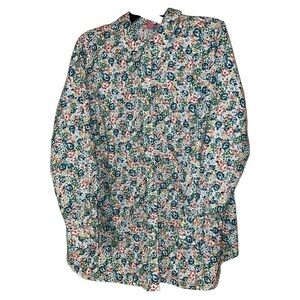 Woman Within Floral Blouse Button Up Shirt Plus Size 18-20 Cottagecore